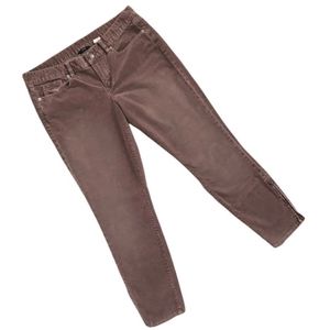 J. Crew Pink Corduroy Zip Ankle Pant Stretch Casual Skinny CUTE!